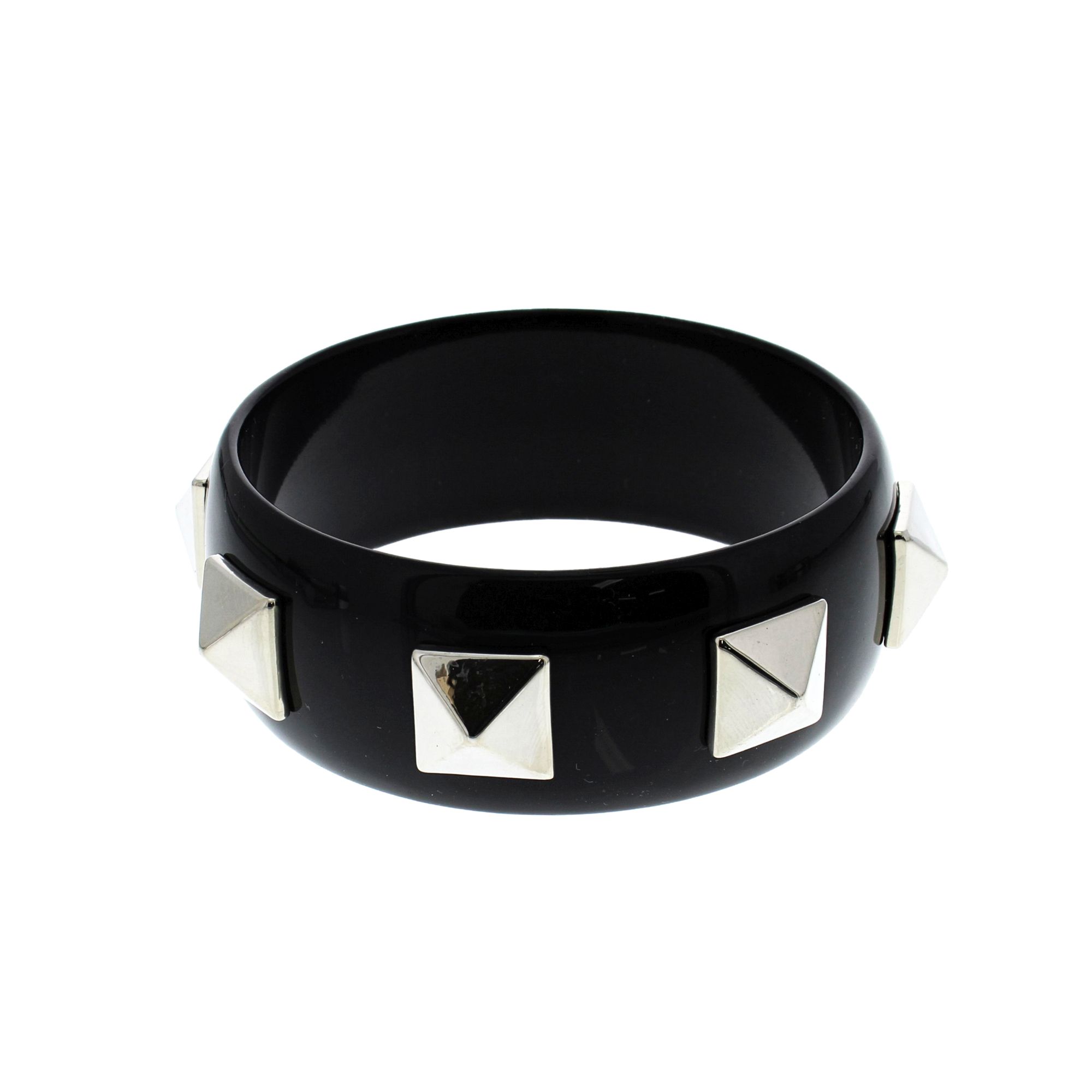 Zac's Alter Ego - Steel Pyramid Stones Bangle - Black